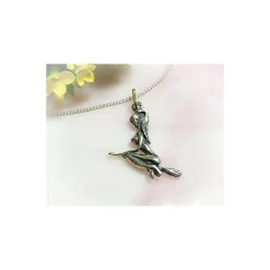 Anhänger Hexe mit Besen Silber 925 Silberschmuck SU25