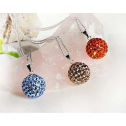 Anhänger Pavé-Kugel 14 mm blau gold orange Silber 925 sp260