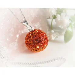 Anhänger Pavé-Kugel 14 mm blau gold orange Silber 925 sp260