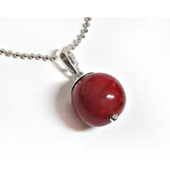 Anhänger rote Kugel Koralle Silber 925 kl381