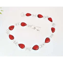 Armband mit Koralle 18,5 cm Silber 925 KL243