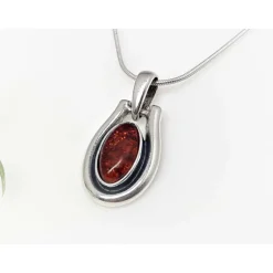 Bernstein Anhänger cognac braun oval Silber-925 ze01