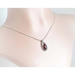 Bernstein Anhänger cognac braun oval Silber-925 ze01