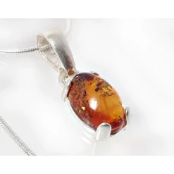 Bernstein Anhänger cognac braun oval Silber 925 BP26