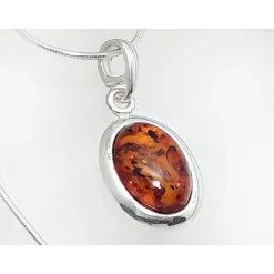 Bernstein Anhänger cognac braun oval Silber-925 CF01