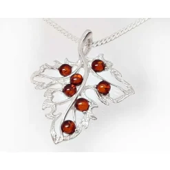 Bernstein Anhänger cognac braun gelb rund Sterlingsilber 925 ba414