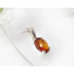 Bernstein Anhänger cognac braun oval Silber 925 BP26