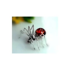Bernstein Brosche Silber 925 Bernsteinschmuck 7J