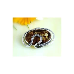 Bernstein Brosche Silber 925 AG31