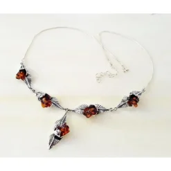 Bernstein Collier 45 cm Silber 925 Bernsteinschmuck DB70