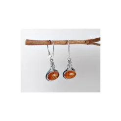 Bernstein Ohrhänger cognac Sterlingsilber Silber 925 BJ153