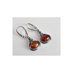 Bernstein Ohrhänger cognac Sterlingsilber Silber 925 BJ153