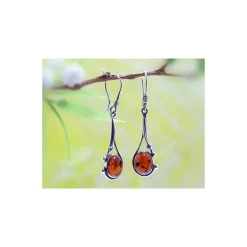 Bernstein Ohrhänger oval cognac Sterlingsilber Silber 925 BJ24