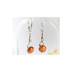 Bernstein Ohrhänger cognac rund Sterlingsilber Silber 925 BJ109