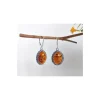Bernstein Ohrhänger oval cognac Sterlingsilber Silber 925 BJ156