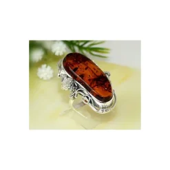 Bernstein Ring 19 mm Silber 925 cz26