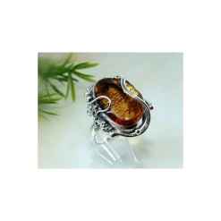 Bernstein Ring Silber 925 19 mm Bernsteinschmuck CI71