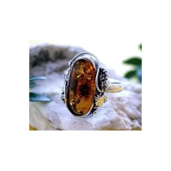 Bernstein Ring Silber 925 Bernsteinschmuck 20 mm BN10