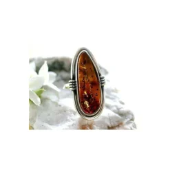 Bernstein Ring Silber 925 Bernsteinschmuck 18 mm BG85