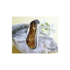 Bernstein Ring Silber 925 Bernsteinschmuck 17 mm BG96
