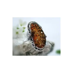Bernstein Ring Silber 925 Bernsteinschmuck 21 mm BG51