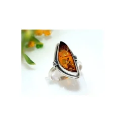 Bernstein Ring Silber 925 Bernsteinschmuck 20 mm CJ16