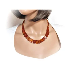 Bernsteinkette braun Damen Collier 45 cm cr29