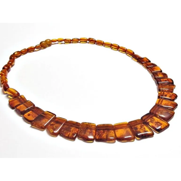 Bernsteinkette braun Damen Collier 45 cm cr29