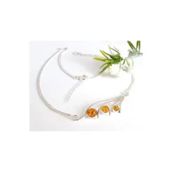 Bernsteinschmuck Bernstein Collier Silber-925 4Q01