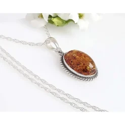Bernsteinschmuck Bernstein Collier Silber 925 BA307A