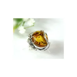 Bernsteinschmuck Bernstein Ring 17 mm Silber 925 HD22a
