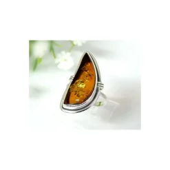 Bernsteinschmuck Bernstein Ring 17,5 mm Silber 925 HD17a