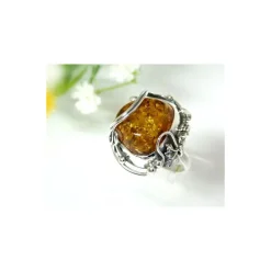 Bernsteinschmuck Bernstein Ring 17 mm Silber 925 HD33a