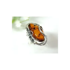Bernsteinschmuck Bernstein Ring 19 mm Silber 925 HD36a