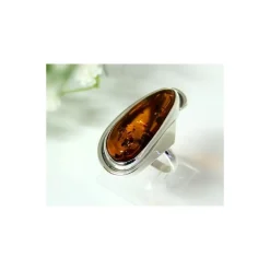 Bernsteinschmuck Bernstein Ring 17 mm SILBER 925 HD50a