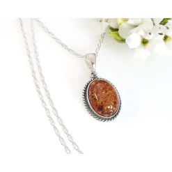 Bernsteinschmuck Bernstein Collier Silber 925 BA307A