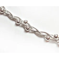 Collier 45 cm geflochten Kugelkette Silber 925 KC123