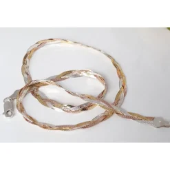 Collier Silber geflochten vergoldet 45 cm Silber 925 KB64