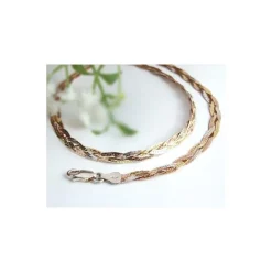 Collier Silber vergoldet geflochten 42 cm Silber-925 KC64