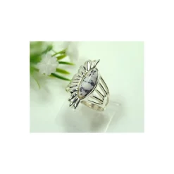 Damen Ring Silber 925 Dendriten-Achat SS64