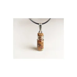 Geschenkartikel Glasfläschchen mit Bernstein & Kette (BM49)