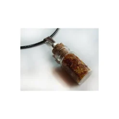 Geschenkartikel Glasfläschchen mit Bernstein & Kette (BM49)