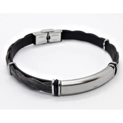 Herrenarmband Leder schwarz 22,5 cm SG177