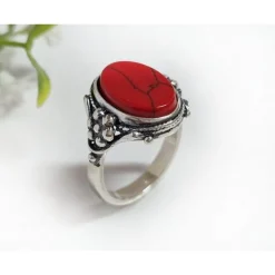 Korallen Ring Silber 925 kl336