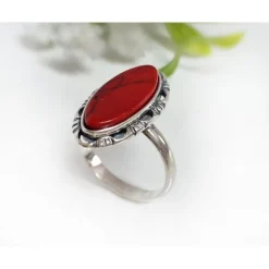Korallen Ring Silber 925 kl339