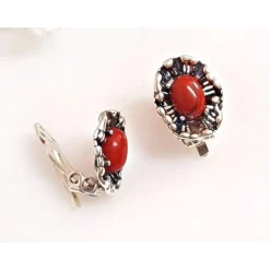 Ohrclips mit Koralle Silber 925 Silberschmuck kl333