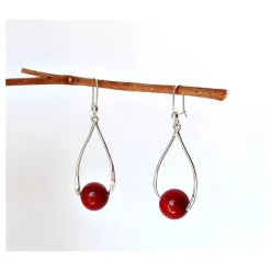 Ohrhänger mit Koralle Silber 925 Silberschmuck kl266