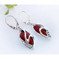 Ohrhänger mit Koralle Silber 925 Silberschmuck kl245