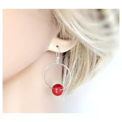 Ohrhänger mit Koralle Silber 925 Silberschmuck kl262