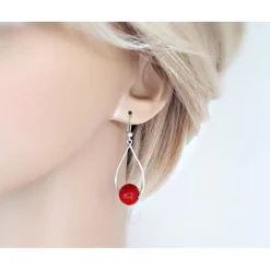 Ohrhänger mit Koralle Silber 925 Silberschmuck kl266